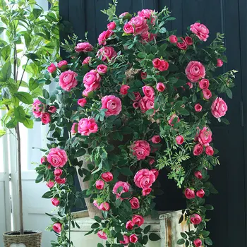 1.4 m de Casamento Videira Flor de Flor Artificial Rosa Realistas de Alta Qualidade da Decoração da Casa, na Parede Exterior da Flor do Ramo