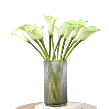 10 Pc de Simulação de Pequeno Lírio de Calla PU Flores Artificiais para Decoração de Casa Acessórios de Casamento de Fundo Falso Flor de Lírios