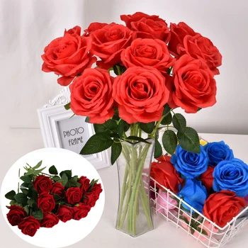 10Pcs Flores Artificiais Buquê Lindo de Seda Rosas Casamento, Casa, Decoração de Mesa de Organizar Falso Plantas de Dia dos Namorados Presente