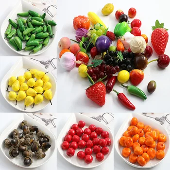 10pcs Mini Simulação de Frutas Legumes Brinquedos para Crianças de Tiro Adereços de Plástico Artificial, Falso Espuma Frutos Casa Artesanato Decoração
