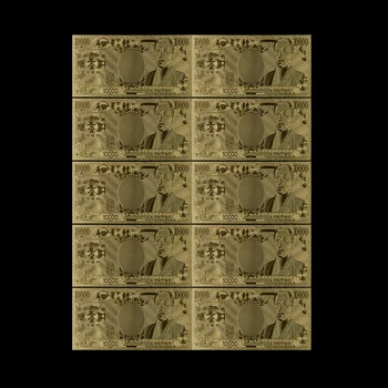 10pcs/set Ouro 24k Notas Japão 10000 Ienes Coloridas Cópia Original Nacional de Papel moeda Notas de Coleções de Presente