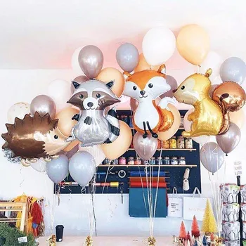 1pc Grande Fox Ouriço e Esquilo Balões Folha Animal Festa de Aniversário, Decorações de Crianças BabyShower Decoração de Bolas de Brinquedo das Crianças