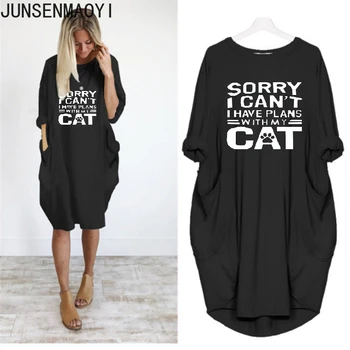 2022 Nova Moda de T-Shirt para as Mulheres Bolso Amante do Gato Letras de Impressão Camiseta Tops Gráfico Mulheres de Manga Longa Fora Do Tees