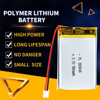 3,7 V Recarregável de 500mAh 383046 Li de Polímero de Íon de Lítio as Baterias do Pwb de Carga Protegido Lipo bateria do Li-polímero