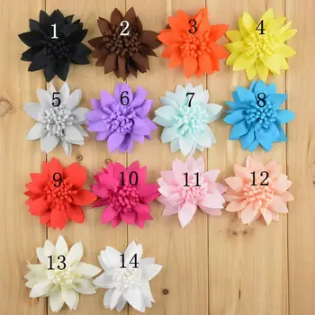 30PCS 7CM chiffon flor para a criança de cabeça DIY de artesanato pode escolher as cores(HMF-70)