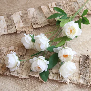 5pcs/monte Artificial Peônia Flores de Seda Buquê de simulação de falso plantas peônia para a decoração home decoração do casamento de flor de parede