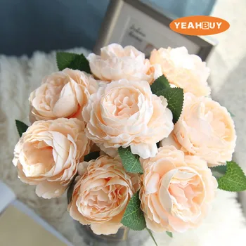 8Colors de Seda Simulação Artificial Rosa Peônia Única Flor Para DIY Casamento, Bouquet de Noiva, decoração de flores floral Adereços