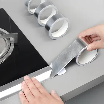 A Folha de alumínio, Fita Auto-Adesiva do Óleo de Cozinha-prova Impermeável de Alta Resistência à Temperatura Adesivos DIY papel de Parede 40x100/200cm
