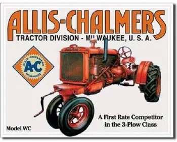 Allis Chalmers Fazenda Trator Modelo do Equipamento WC Retro Look Vintage Arte de Parede Decoração o Metal Estanho Sinal 8x12in