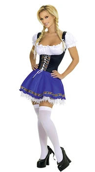 As mulheres da Oktoberfest Traje de Cerveja alemã Menina Empregada Dirndl Fantasia Vestido Tamanho S-3XL