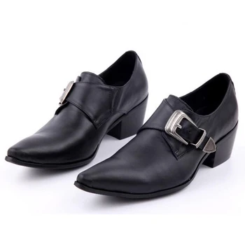 Batzuzhi 6,5 cm Saltos de Sapatos de Couro dos Homens Apontou Toe Preto de Couro Genuíno de Negócios Sapatos de Homens Formal Zapatos Hombre Oxfords