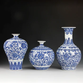 Clássico Chinês Tradicional Azul e a Branca da Porcelana do Vaso Jingdezhen de Antiguidades, Decoração Pintados à Mão, Cerâmica, Vaso de Flor