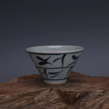 Do final da Dinastia Qing, feito a mão em Porcelana Azul e Branca, Chapéu de Copa
