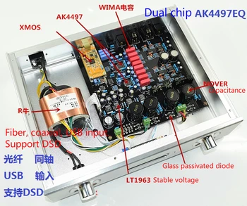 Dupla AK4497EQ+AK4118 Equilibrada Deluxe Decodificador de DAC Suporte DSP Fibra/coaxial/USB Decodificação da entrada do amplificador de bordo com NE5532 Op amp