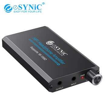 eSYNiC 16-150 Ω Amplificador de fones de ouvido Duas botão de Ganho de hi-fi Fone de ouvido Portátil de Áudio Amplificador Recarregável 1000mAH Última 8h Controle de Volume
