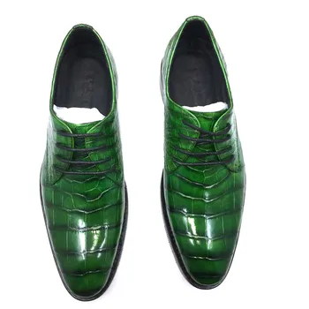 hulangzhishi novo arrilva mern sapatos masculinos formal sapatos de homens sapatos de couro de crocodilo verde sapatos cor de fricção mola de sapatos