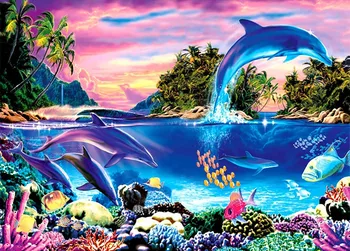 JMINE Div 5D Dolphin recifes de coral, Árvore de Peixe Cheio de Diamantes Pintura, ponto cruz kits de arte Animal 3D de pintar por diamantes