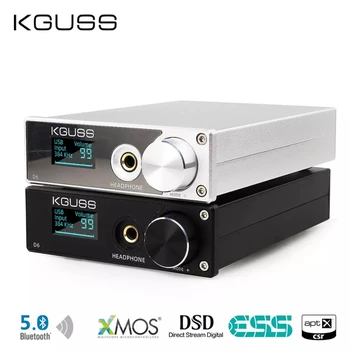 KGUSS D6 DAC USB XMOS ES9018K2M decodificador de áudio DSD Bluetooth CSR8675 5.0 APT-X amplificador de fones de ouvido