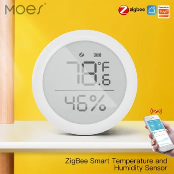 MES Tuya ZigBee Smart Sensor de Temperatura E Umidade Interior Higrômetro termômetro Digital Com Visor LCD de Vida Inteligente APP de Controle Remoto