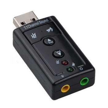 Mini 3D Externo USB 2.0 Placa de Som de 7.1 Canais Virtuais 12Mbps de Áudio para alto-Falante Adaptador miniphone ficha Jack de 3,5 mm Fone de ouvido Estéreo