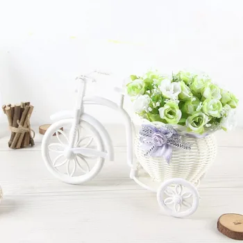 Mini Bicicleta Conjunto De Flores Artificiais Rosa Atacado Planta De Casa, Decoração, Bouquet De Noiva De Material De Festa