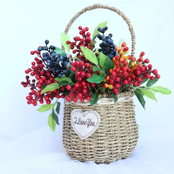 Mini-Curta Cereja Artificial Berry Decorativos DIY de Natal, Decoração de Casamento Falso Planta Frutas de Decoração de Casa de Arranjo de Flores