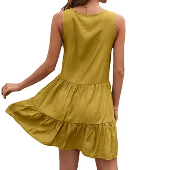 Mulheres de verão de novos produtos a granel sexy vestido de cor sólida