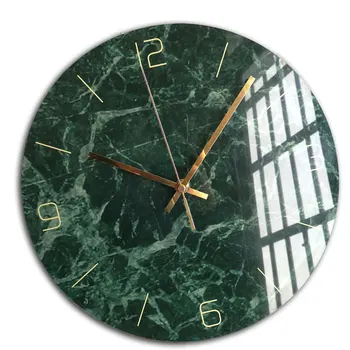 Mármore, Relógio de Parede Design Moderno e de Luxo, de Arte, de Acrílico, Relógios de Estilo Chinês Silêncio de Ouro de Decoração de Casa para a Sala de Wallclock Reloj