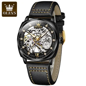 OLEVS Original Relógio masculino Duplo turbilhão relógio Automático Oca-out, Máquina de Homens do Relógio Luminoso Impermeável 2021 Novo design