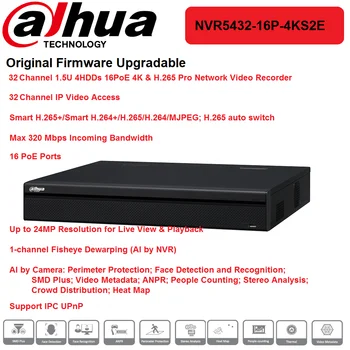 Original Dahua NVR5432-16P-4KS2E Gravador de Vídeo em Rede 32Channel 16 PoE Pro 4K UPnP AI pela Câmara