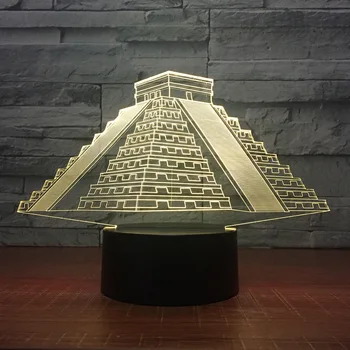 Pirâmides do egito modelo 3D padrão de luz Acrílico LED de cor Ajustável figura de Ação do controle Remoto