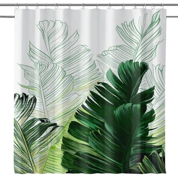 Planta Tropical de impressão cortina de chuveiro Impermeável e à prova de mofo cortina de banho Folha de impressão cortinas Decorativas