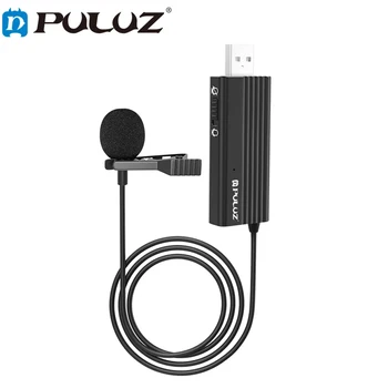 PULUZ USB Clip-on com Fio de Lapela Microfone de Gravação do Microfone Lavalier Silêncio Microfone de Condensador