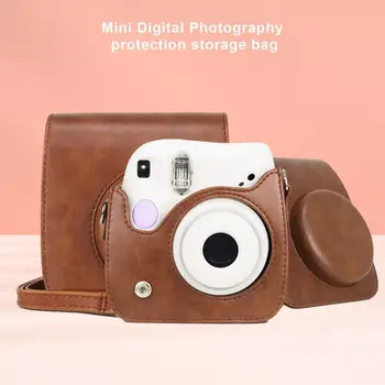 Saco de armazenamento para Fuji-Polaroid instax mini7+ câmera de couro PU retro camera bag duplo mini fotografia digital proteção