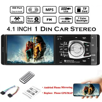 Tela de 4,1 Polegadas 1 DIN Car Áudio Estéreo Automotivo Bluetooth USB Com USB/SD/AUX Cartão de Autoradio FM MP3 Player para PC ISO-4012B