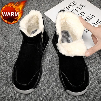 Topvivi Homens Exterior Calçado de Botas de Neve de Inverno de Luz de Tênis para Homens Sapatos de Inverno Botines Tornozelo Botas de Caminhada Mens Calçado