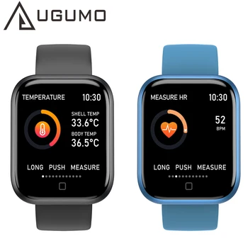 UGUMO Smart watch T80S inteligente pulseira Temperatura do Corpo Actividade de Fitness tracker monitor de frequência Cardíaca Banda de Homens, mulheres smartwatch