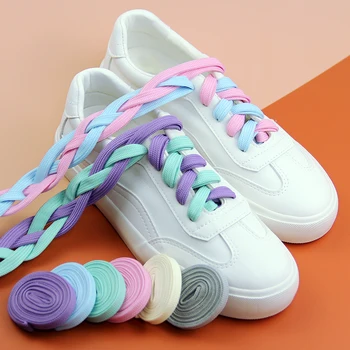 1 Par De Cadarços De Tênis Sem Elasticidade Plana, Cadarços Coloridos Sapato De Atacadores Para Sapatos Clássicos Macio Cadarços Mulheres Aldult Criança