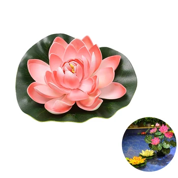 1PC Artificial Lotus Lagoas de Água da Folha Flor Decorativa de Espuma Falso Planta Flutuante Flor Faux Para os Peixes de Aquário Tanque de Decoração de Casa
