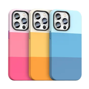 2022 Moda de Três cores de Costura de Contraste de Cor Anti-queda de Couro do Telefone Móvel de tpu Para iPhone 14 13 Pro Max 12 11 Pro Max.