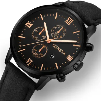 2022 Relógios de GENEBRA Homens Esporte da forma mais Barata de Couro Relógio Pulseira de Quartzo de Negócios Relógios de pulso Relógio Masculino