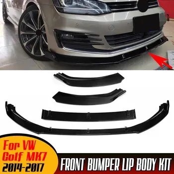 3pcs Carro pára-choque Dianteiro Divisor de Lábio Difusor e Spoiler Capa Protetor Defletor de Lábios Guarda Para VW Golf MK7 2014 2015 2016 2017
