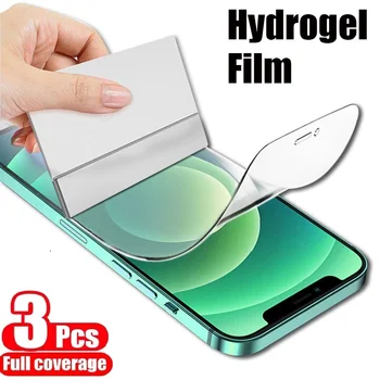 3Pcs Cobertura Completa de Hidrogel Filmon Para iphone 11 12 13 14 PRO MAX Protetor de Tela do filme Protetor No iphone 11 X XR XS MAX.