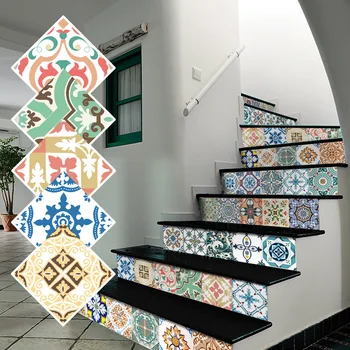5Pcs Auto-Adesivos de Azulejo de Parede Adesivo Impermeável Mosaico Escadaria Piso Decoração Autocolante DIY Decalques Mural para a Casa de Banho Quarto