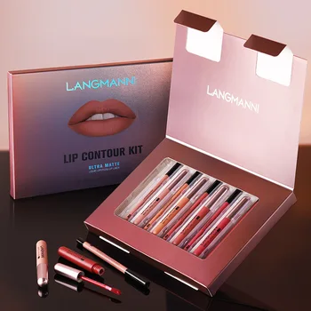 6+6 lip gloss, lápis combinação de 12 terno de peça matte lip gloss caixa de presente maquillage femme batom conjunto de batom líquido