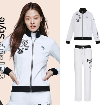 A Coreia do sul, as exportações de mulheres casual calças de golfe de alto exterior elástico branco outono e inverno nova-coreano calças esportivas.
