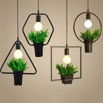 a geometria, em ferro forjado, VASOS de plantas, droplight restaurante boutique planta verde loja de decoração hanging lamp prato