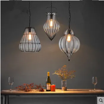 American retro em ferro forjado e vidro luzes pingente restaurante, bar, café da lâmpada personalidade criativa caixa registadora luminária