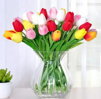 Artificial Tulip Flor de Toque Real PU Artificial Buquê de Noiva Para a Casa de Festa de Casamento Decorativos, Flores e Grinaldas 100pcs SN1176