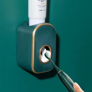 Automático Dispensador de pasta de dente Pendurado na Parede à prova de Poeira Titular da Escova de dentes da Montagem da Parede do Agregado familiar Conjunto de Acessórios de casa de Banho